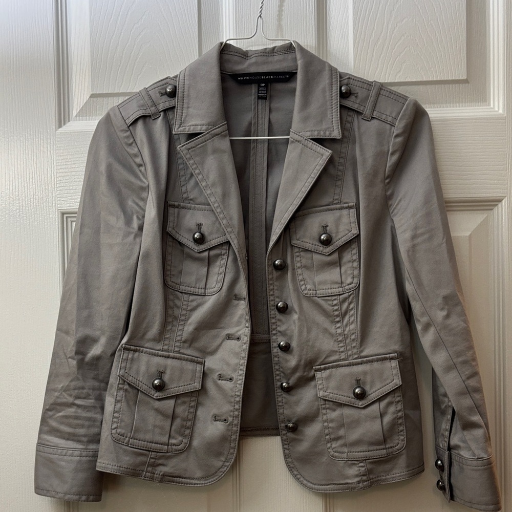 White House Black Market Petite Gray Utility Jacket
